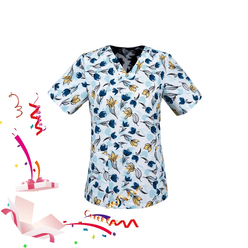 Clinical Uniform Ladies Elegant Print Health Care Nurse Uniform Trend V-Neck Short Sleeve Dental Care Uniform Ladies
Clinical Uniform Ladies Elegant Print Health Care Nurse Uniform Trend V-Neck Short Sleeve Dental Care Uniform Ladies