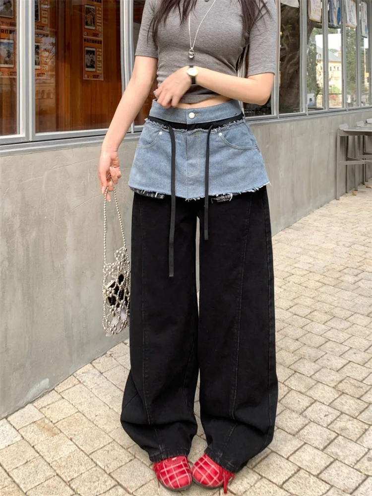 2026 Trend Y2K Style Tierred Patchwork Black Baggy Women's Jeans Pants For Woman Clothing Wide Leg New Rock Loose Denim Trousers
2026 Trend Y2K Style Tierred Patchwork Black Baggy Women's Jeans Pants For Woman Clothing Wide Leg New Rock Loose Denim Trousers