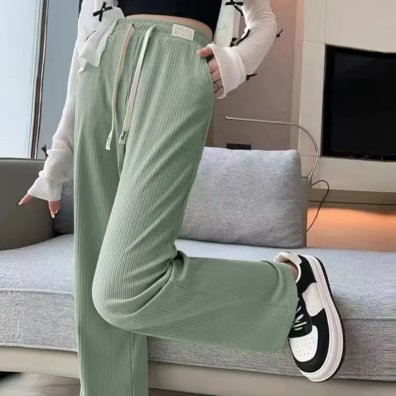 High Waist Wide Leg Ice Silk Thin Summer Pants Women's Casual Long Trousers Comfortable Breathable Knitted Fashion 2025
High Waist Wide Leg Ice Silk Thin Summer Pants Women's Casual Long Trousers Comfortable Breathable Knitted Fashion 2025