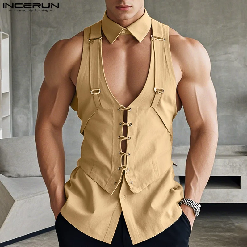 INCERUN Tops 2025 American Style Fashion Men Mesh Design Lapel Neck Vests Male Casual Streetwear Sexy Solid Sleeveless Tank Tops
INCERUN Tops 2025 American Style Fashion Men Mesh Design Lapel Neck Vests Male Casual Streetwear Sexy Solid Sleeveless Tank Tops