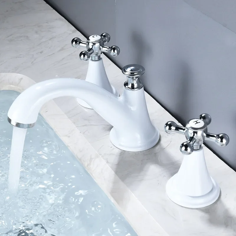 Bathroom Three Hole Double Handle Basin All Copper Double Switch Faucet European Split Dual Control Cold and Hot Faucet
Bathroom Three Hole Double Handle Basin All Copper Double Switch Faucet European Split Dual Control Cold and Hot Faucet