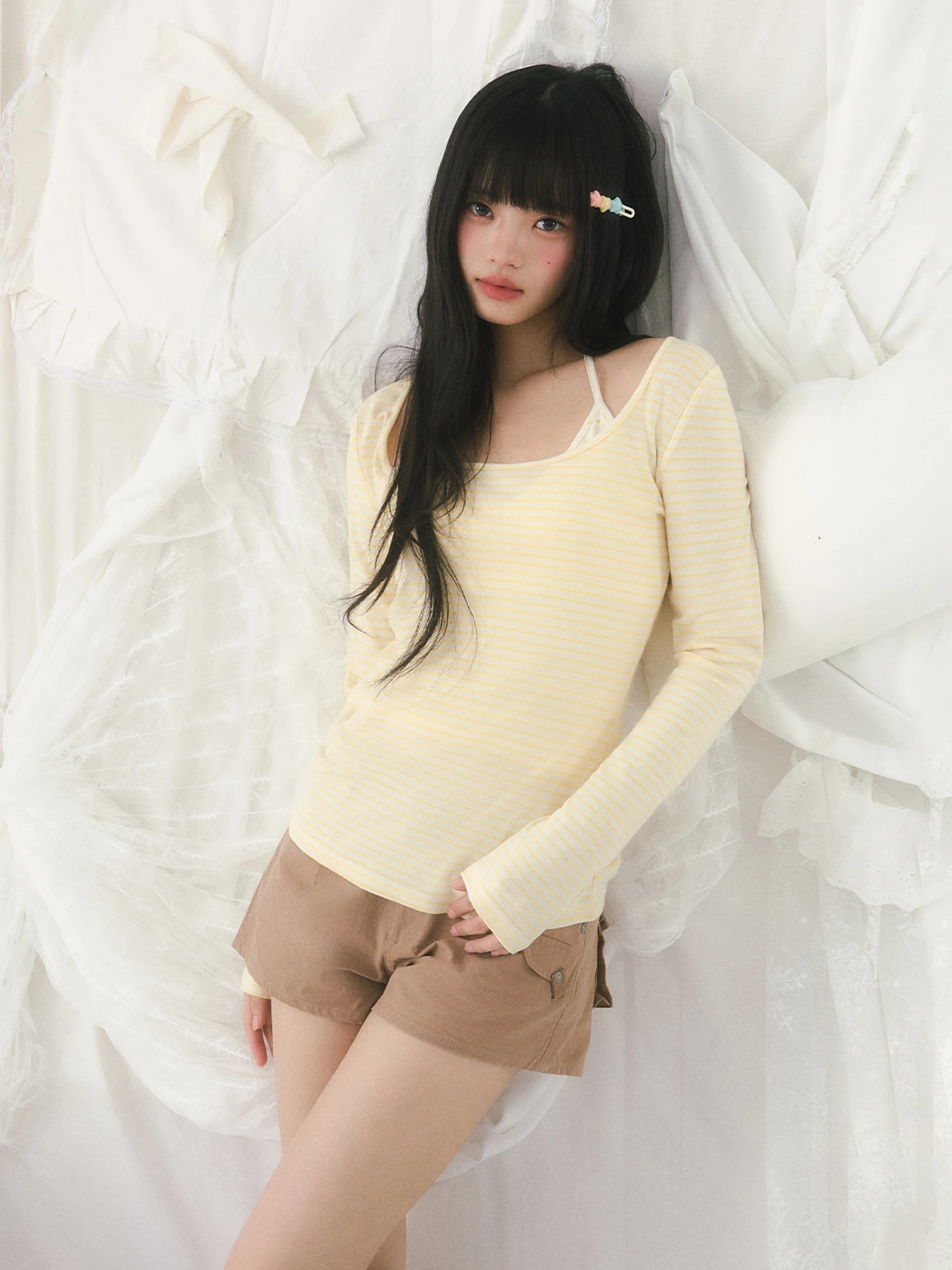 Korean Style Two-Piece Set Top Women Spring New Star Strap Stripe Cover up Small Top Casual Slim Fit Long Sleeve round Neck
Korean Style Two-Piece Set Top Women Spring New Star Strap Stripe Cover up Small Top Casual Slim Fit Long Sleeve round Neck