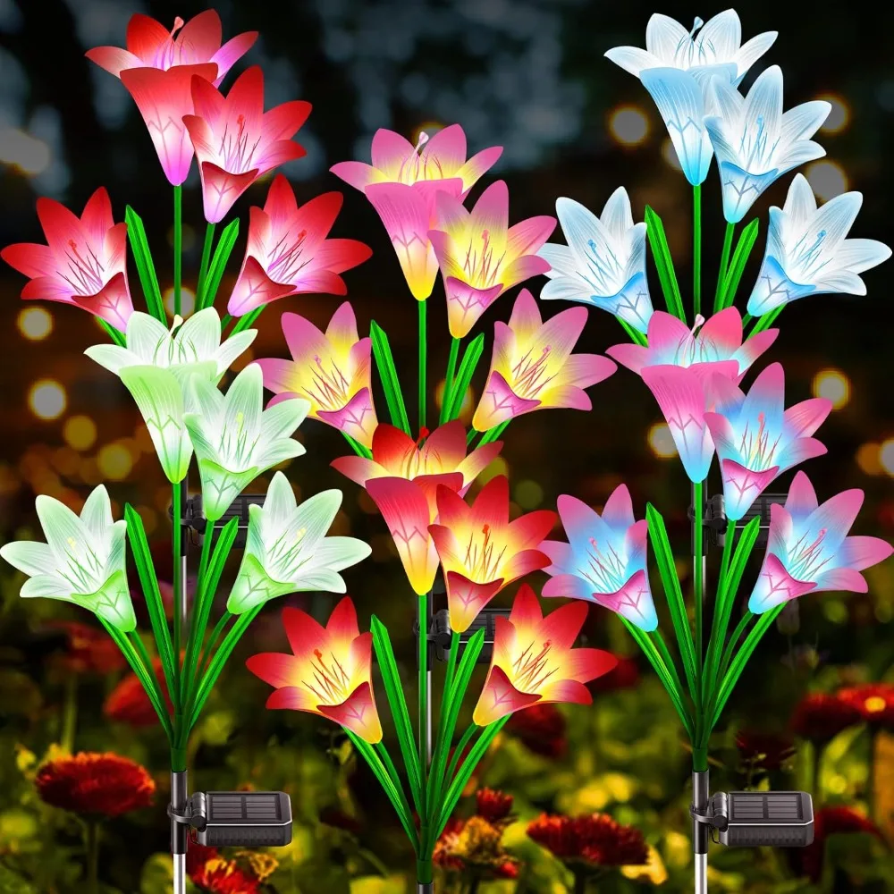 Solar Outdoor Lights Garden Decor, 6 Pack Upgraded Solar LED Flower Lights with 24 Bigger Lily Flower Lamp, 7 Color Changing Wat
Solar Outdoor Lights Garden Decor, 6 Pack Upgraded Solar LED Flower Lights with 24 Bigger Lily Flower Lamp, 7 Color Changing Wat