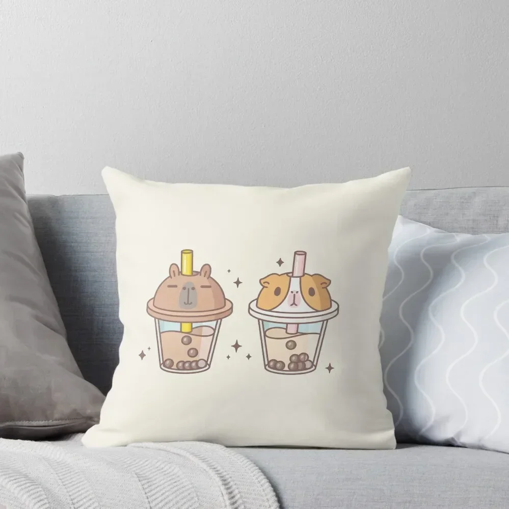 Bubu and Moonch, Capybara and Guinea pig Boba Tea Throw Pillow Sofa Cushion Cover Pillowcases Bed Cushions pillow 
Bubu and Moonch, Capybara and Guinea pig Boba Tea Throw Pillow Sofa Cushion Cover Pillowcases Bed Cushions pillow