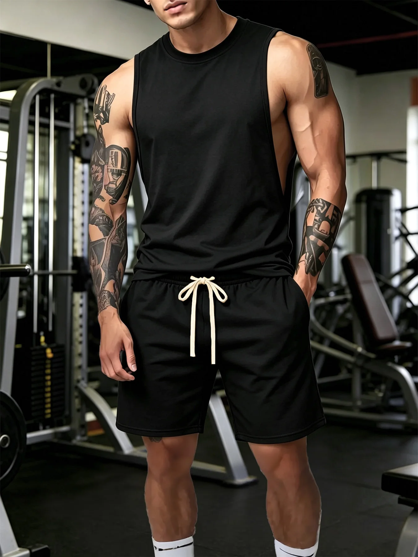 Quick Dry Men’s 2 Piece Workout Suit Wide Armhole Tank Top Elastic Waist Drawstring Shorts Hidden Side Pocket Durable Gym
Quick Dry Men’s 2 Piece Workout Suit Wide Armhole Tank Top Elastic Waist Drawstring Shorts Hidden Side Pocket Durable Gym
