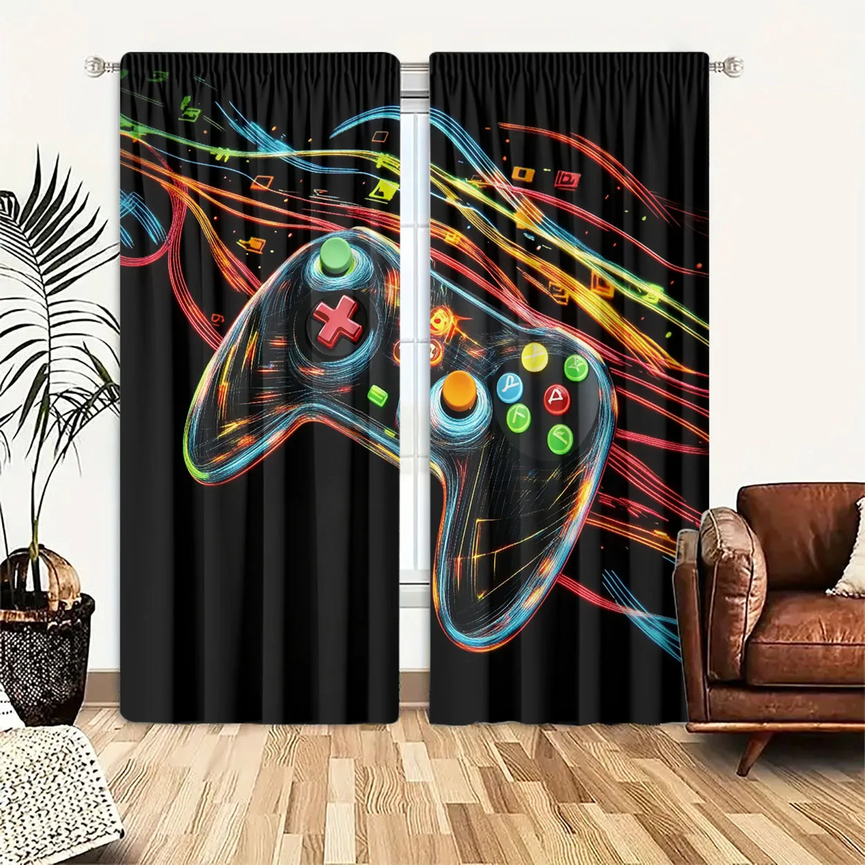 Neon Gaming Controller Curtain 2pcs Pair Pop Art Video Game Decor Window Panel Curtains for Gamer Room Living Space
Neon Gaming Controller Curtain 2pcs Pair Pop Art Video Game Decor Window Panel Curtains for Gamer Room Living Space