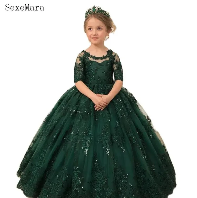Green Puffy Ball Gown Flower Girl Dresses Half Sleeve Lace Bead Children Wedding Party Dress Girls First Communion Gowns
Green Puffy Ball Gown Flower Girl Dresses Half Sleeve Lace Bead Children Wedding Party Dress Girls First Communion Gowns