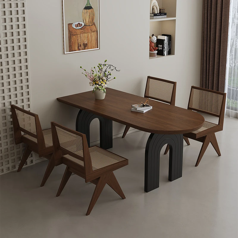 French medieval solid wood dining table household small apartment dining table against the wall semi-circular dining table
French medieval solid wood dining table household small apartment dining table against the wall semi-circular dining table