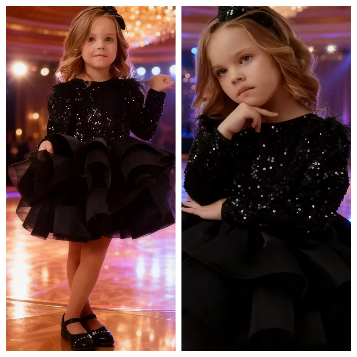 Black Ruffle Cute Flower Girl Dress Wedding Feather Sequin Puffy Skirt Layers Children's Birthday Party First Communion Dress
Black Ruffle Cute Flower Girl Dress Wedding Feather Sequin Puffy Skirt Layers Children's Birthday Party First Communion Dress