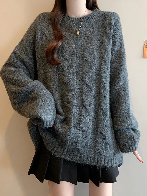 Gray Knitted Sweater Women's Loose Casual Long Sleeve Turtleneck Pullover Knitwear Vintage Style plus Size Slimming Top
Gray Knitted Sweater Women's Loose Casual Long Sleeve Turtleneck Pullover Knitwear Vintage Style plus Size Slimming Top