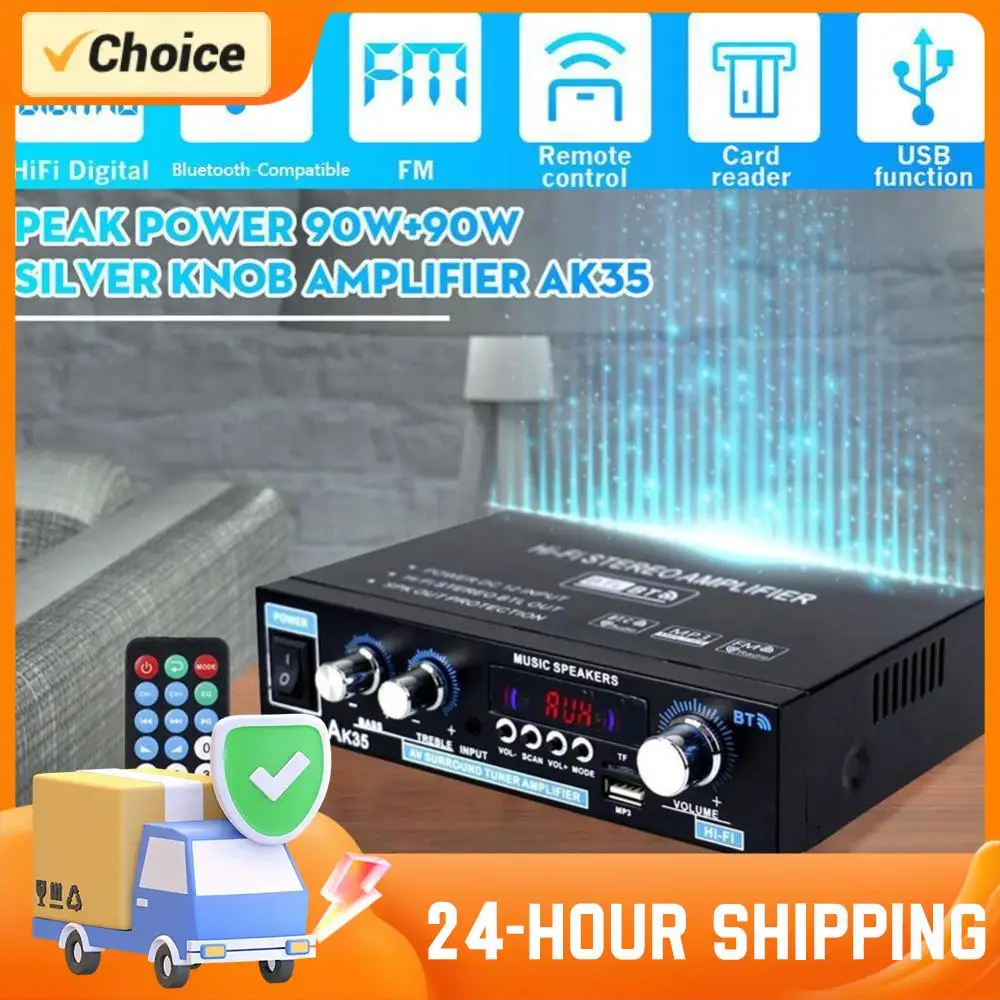 Двухканальный Hi-Fi аудиоусилитель AK35 с Bluetooth, USB, TF, RCA, AUX входами и пультом ДУ для дома и автомобиля
Двухканальный Hi-Fi аудиоусилитель AK35 с Bluetooth, USB, TF, RCA, AUX входами и пультом ДУ для дома и автомобиля