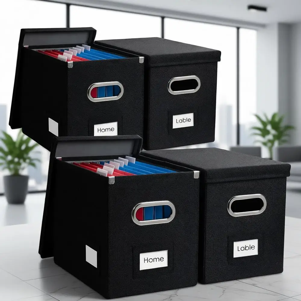 Набор из 4 складных льняных коробок для хранения с крышками, формат Letter, черные (14x9.3x10.8 дюймов)
Набор из 4 складных льняных коробок для хранения с крышками, формат Letter, черные (14x9.3x10.8 дюймов)