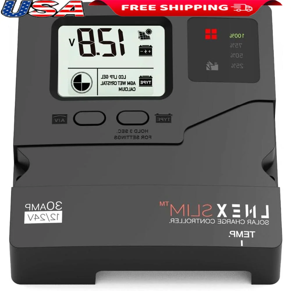 30A Solar Charge Controller PWM 5 Stage Intelligent Regulator with LCD Display 12V 24V Solar Battery Monitor Multi Protection
30A Solar Charge Controller PWM 5 Stage Intelligent Regulator with LCD Display 12V 24V Solar Battery Monitor Multi Protection