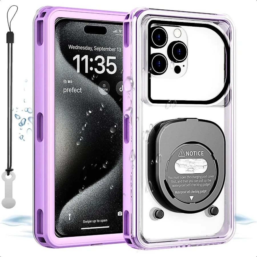 Waterproof Phone Case IPX8 Certified for Snorkeling Diving Universal Underwater Protective Cover with Lanyard for iPhone 16 15 
Waterproof Phone Case IPX8 Certified for Snorkeling Diving Universal Underwater Protective Cover with Lanyard for iPhone 16 15