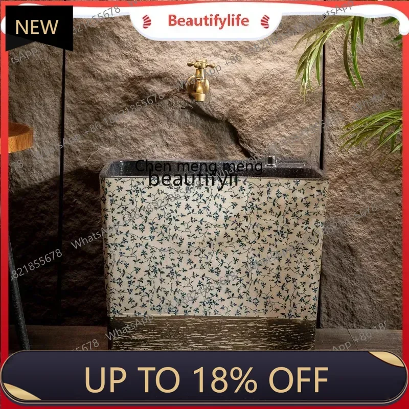 P178 Blue and White Porcelain Mop Sink Courtyard Art Outdoor Ceramic Basin Bathroom Balcony Mop Sink
P178 Blue and White Porcelain Mop Sink Courtyard Art Outdoor Ceramic Basin Bathroom Balcony Mop Sink