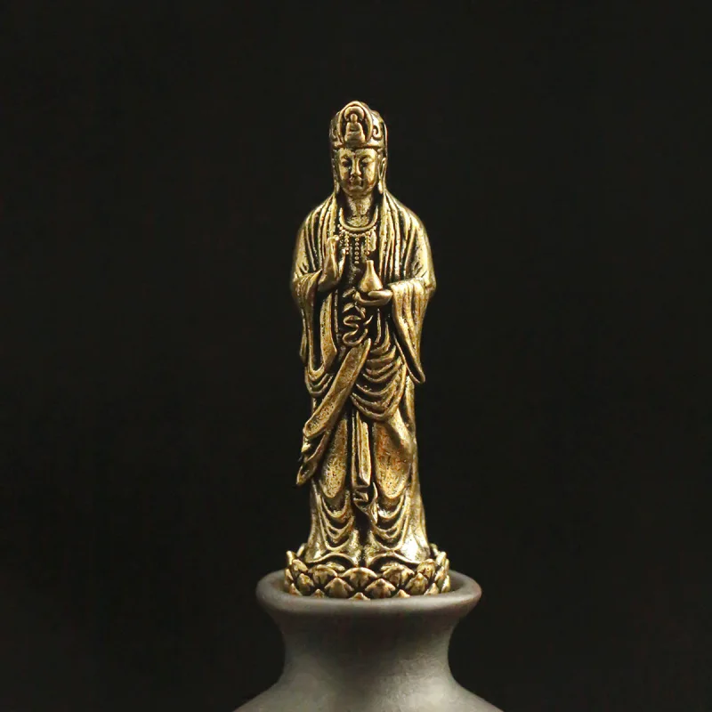 New Solid Brass Vintage Lotus Base Bodhisattva Figurine Guanyin Buddha Statue Home Desktop Decoration Copperware
New Solid Brass Vintage Lotus Base Bodhisattva Figurine Guanyin Buddha Statue Home Desktop Decoration Copperware