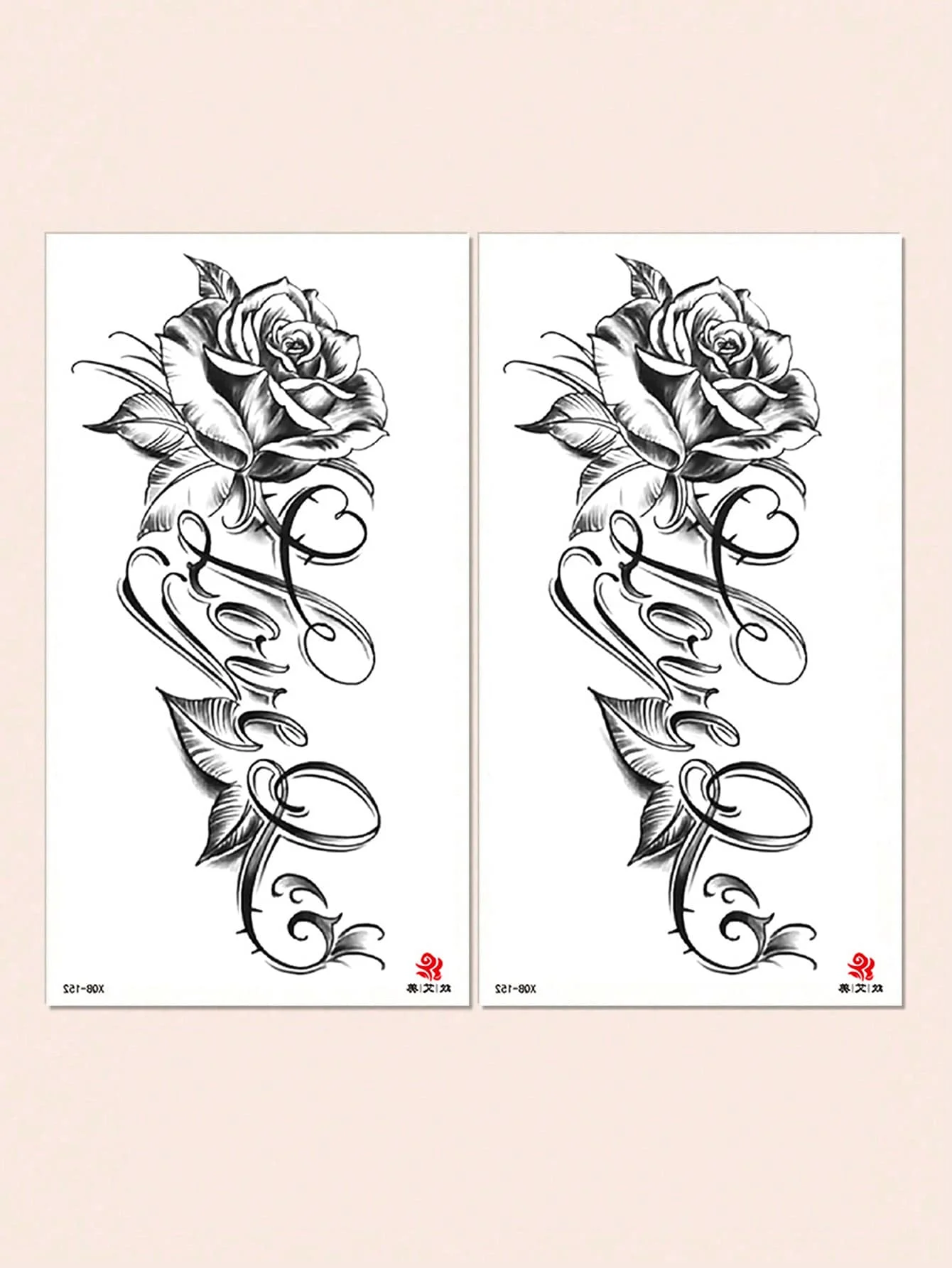 2 Waterproof Temporary Tattoo Sheets With Realistic Rose And Cursive Love Script For Clavicle Thigh Festival Party Use
2 Waterproof Temporary Tattoo Sheets With Realistic Rose And Cursive Love Script For Clavicle Thigh Festival Party Use