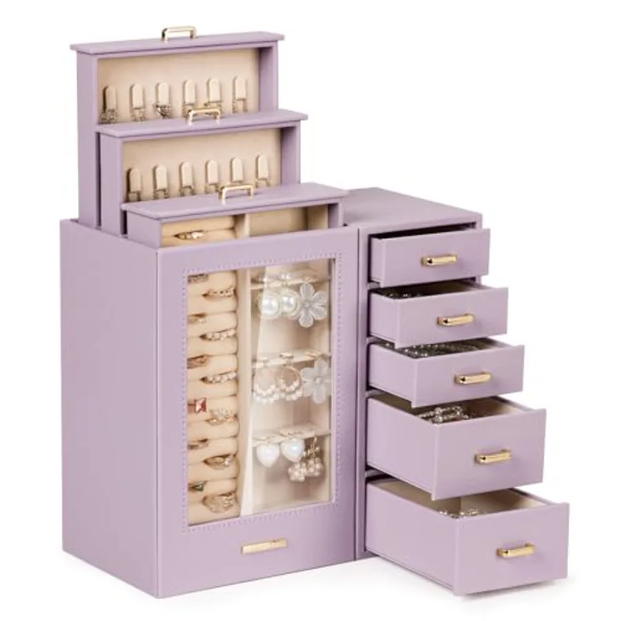 Большая шкатулка для драгоценностей/органайзер/футляр со стеклянными оконными ящиками для ожерелий, серег, колец, браслетов, часов, подарок для женщин и девочек
Большая шкатулка для драгоценностей/органайзер/футляр со стеклянными оконными ящиками для ожерелий, серег, колец, браслетов, часов, подарок для женщин и девочек