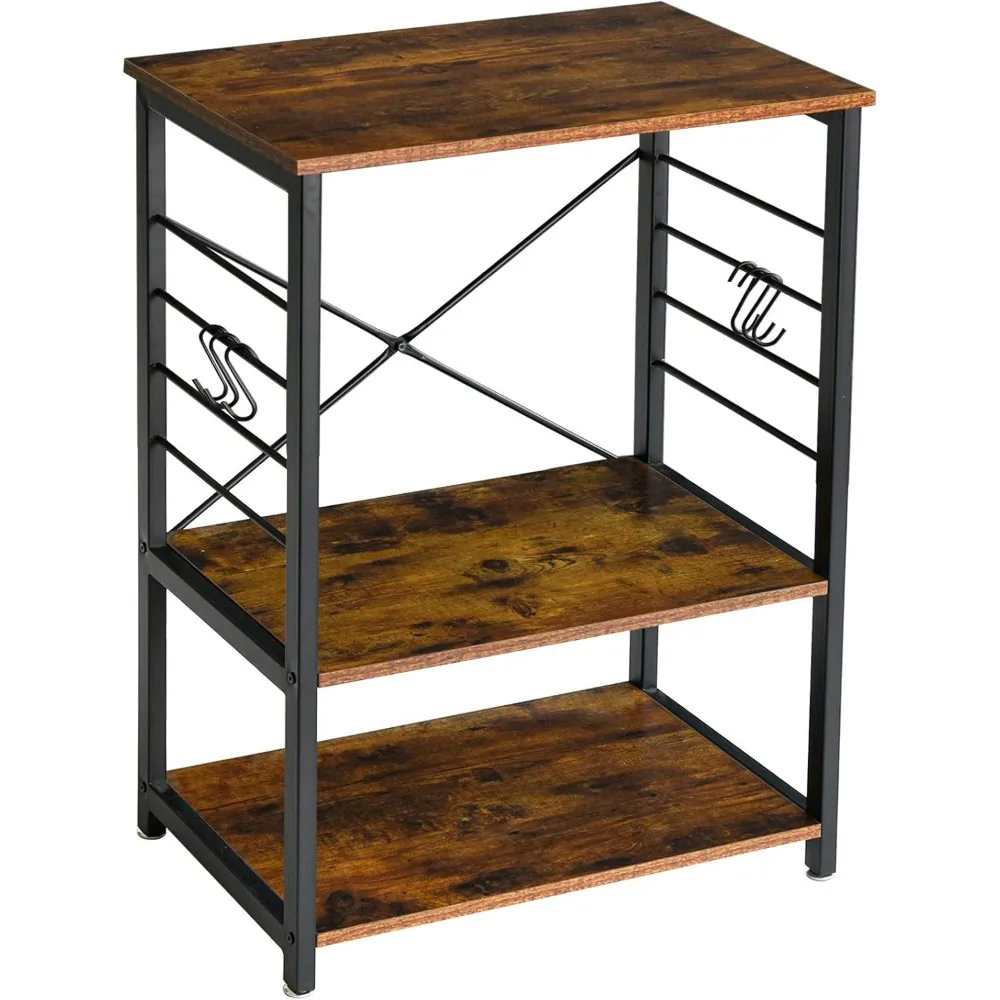 Standing Baker's Racks, 3-Tier Kitchen Microwave Oven Stand with Metal Frame and 6 Hooks, Multifunctional Coffee Bar Table for
Standing Baker's Racks, 3-Tier Kitchen Microwave Oven Stand with Metal Frame and 6 Hooks, Multifunctional Coffee Bar Table for