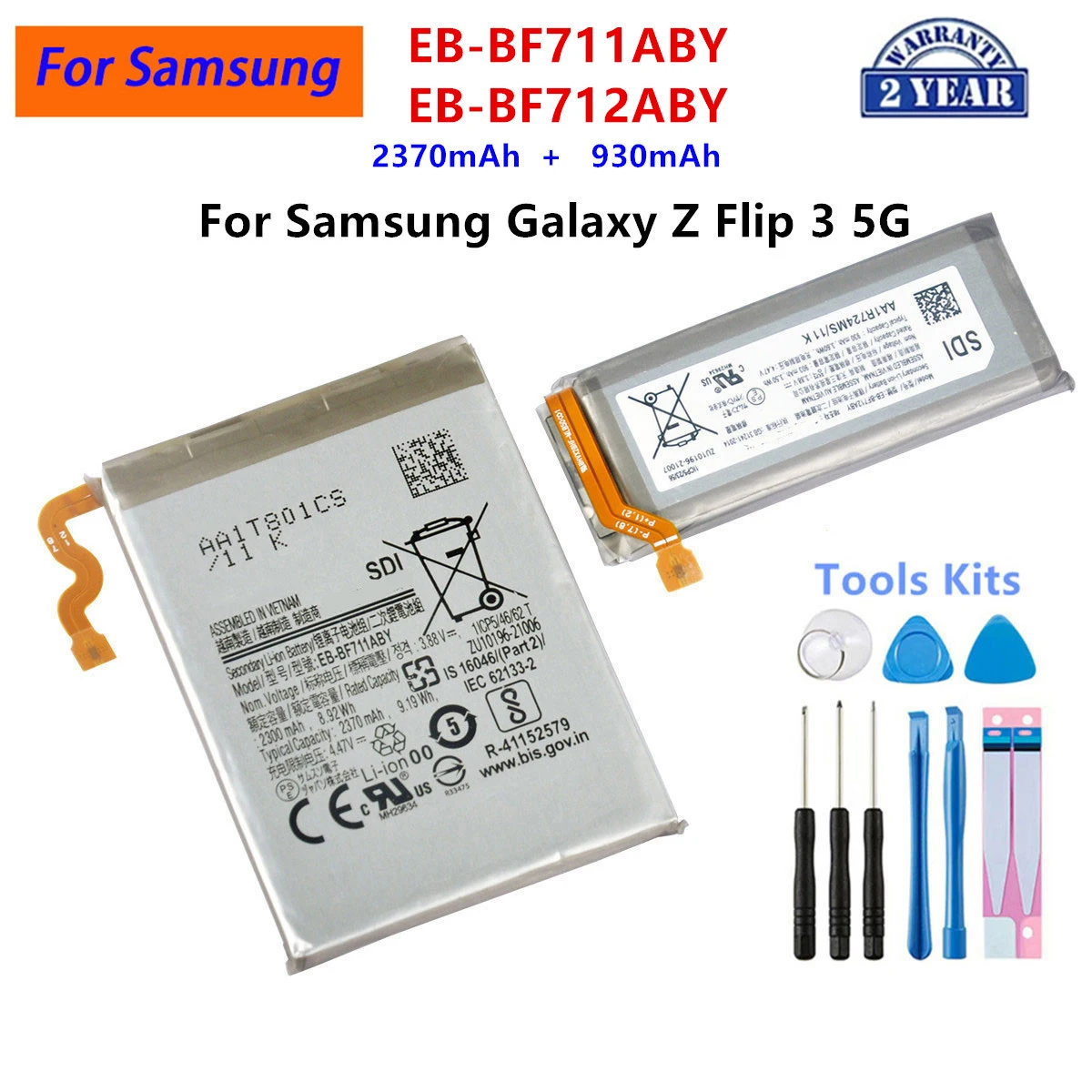 Brand New EB-BF711ABY EB-BF712ABY Battery For Samsung Galaxy Z Flip 3 Flip3 5G F711 F711B F712 SM-F711B Batteries+Tools
Brand New EB-BF711ABY EB-BF712ABY Battery For Samsung Galaxy Z Flip 3 Flip3 5G F711 F711B F712 SM-F711B Batteries+Tools