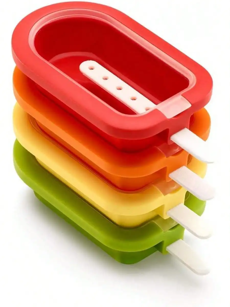 4Pcs Multicolor Stackable Silicone Popsicle Molds with Lids & Sticks
4Pcs Multicolor Stackable Silicone Popsicle Molds with Lids & Sticks