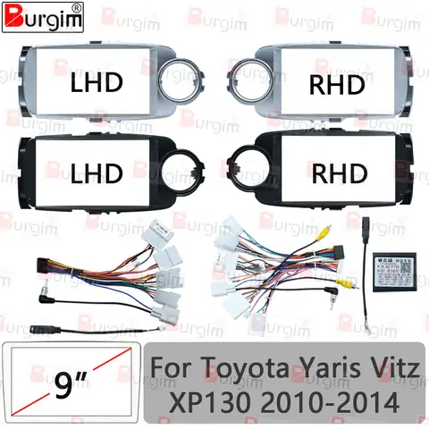 Burgim Auto Android Radio Rahmen Für Toyota Yaris Vitz P130 2012-2017 9 zoll Fascia Stereo Panel Kabelbaum Adapter Stecker