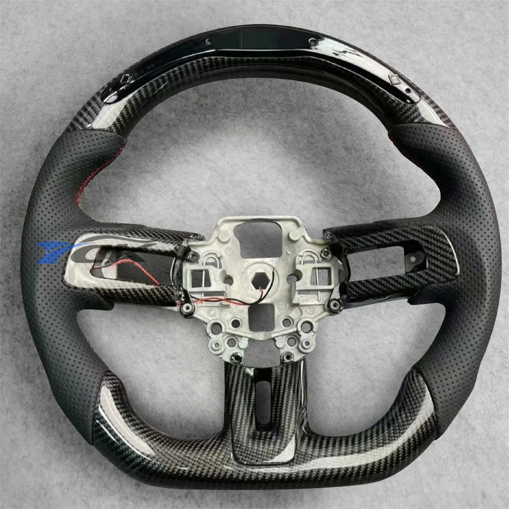 Custom Carbon Fiber Black Perforated Leather LED Steering Wheel For 2018 2019 2020 Ford Mustang car accessories
Custom Carbon Fiber Black Perforated Leather LED Steering Wheel For 2018 2019 2020 Ford Mustang car accessories