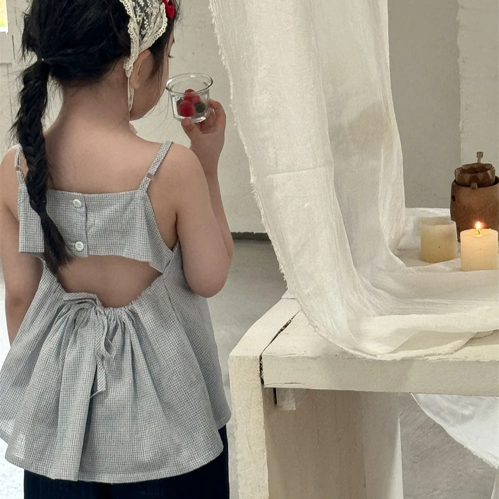 Plaid Halter Tops Korean 2025 Summer New Fashionable Cute Casual Loose and Simple Plaid Halter Tops Kids Clothes
Plaid Halter Tops Korean 2025 Summer New Fashionable Cute Casual Loose and Simple Plaid Halter Tops Kids Clothes