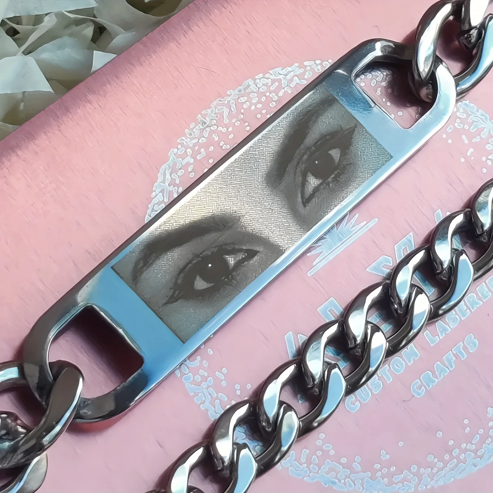 Custom Women's Bracelet,Hip Hop Punk Rock Personalized Eye Couple Stainless Steel Bracelet,For Friends,Family,Commemorative Gift
Custom Women's Bracelet,Hip Hop Punk Rock Personalized Eye Couple Stainless Steel Bracelet,For Friends,Family,Commemorative Gift