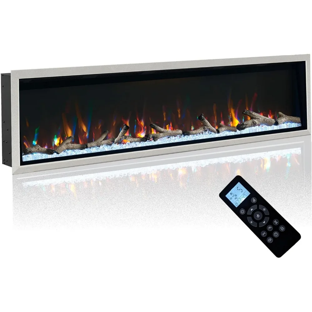 72 Inch Electric Fireplace w/Aluminum Frame, Hidden Air Vents Design, Recessed and Wall Mounted Fireplace Heater w/Thermostat
72 Inch Electric Fireplace w/Aluminum Frame, Hidden Air Vents Design, Recessed and Wall Mounted Fireplace Heater w/Thermostat
