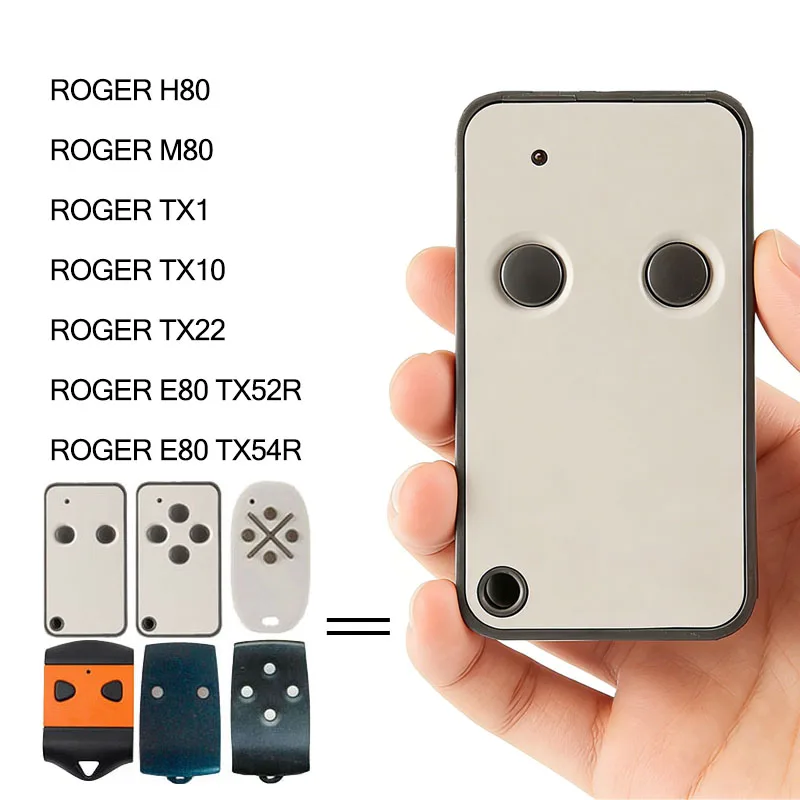 ROGER Remote Control E80 TX52R 2 TX54R 4 TX22 TX10 TX1 M80 H80 Garage Door / Gate Remote Control 433.92MHz Fixed Code Clone
ROGER Remote Control E80 TX52R 2 TX54R 4 TX22 TX10 TX1 M80 H80 Garage Door / Gate Remote Control 433.92MHz Fixed Code Clone