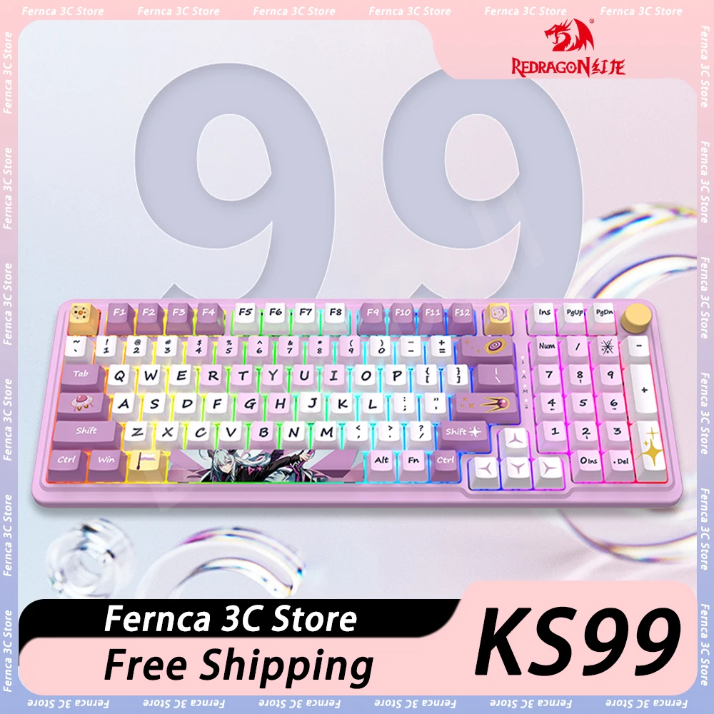 REDDRAGON KS99 Mechanical Keyboard Multifunctional Knob Three Mode Wireless Gaming Keyboard Hot Swap Gasket PC Gamer Accessories
REDDRAGON KS99 Mechanical Keyboard Multifunctional Knob Three Mode Wireless Gaming Keyboard Hot Swap Gasket PC Gamer Accessories