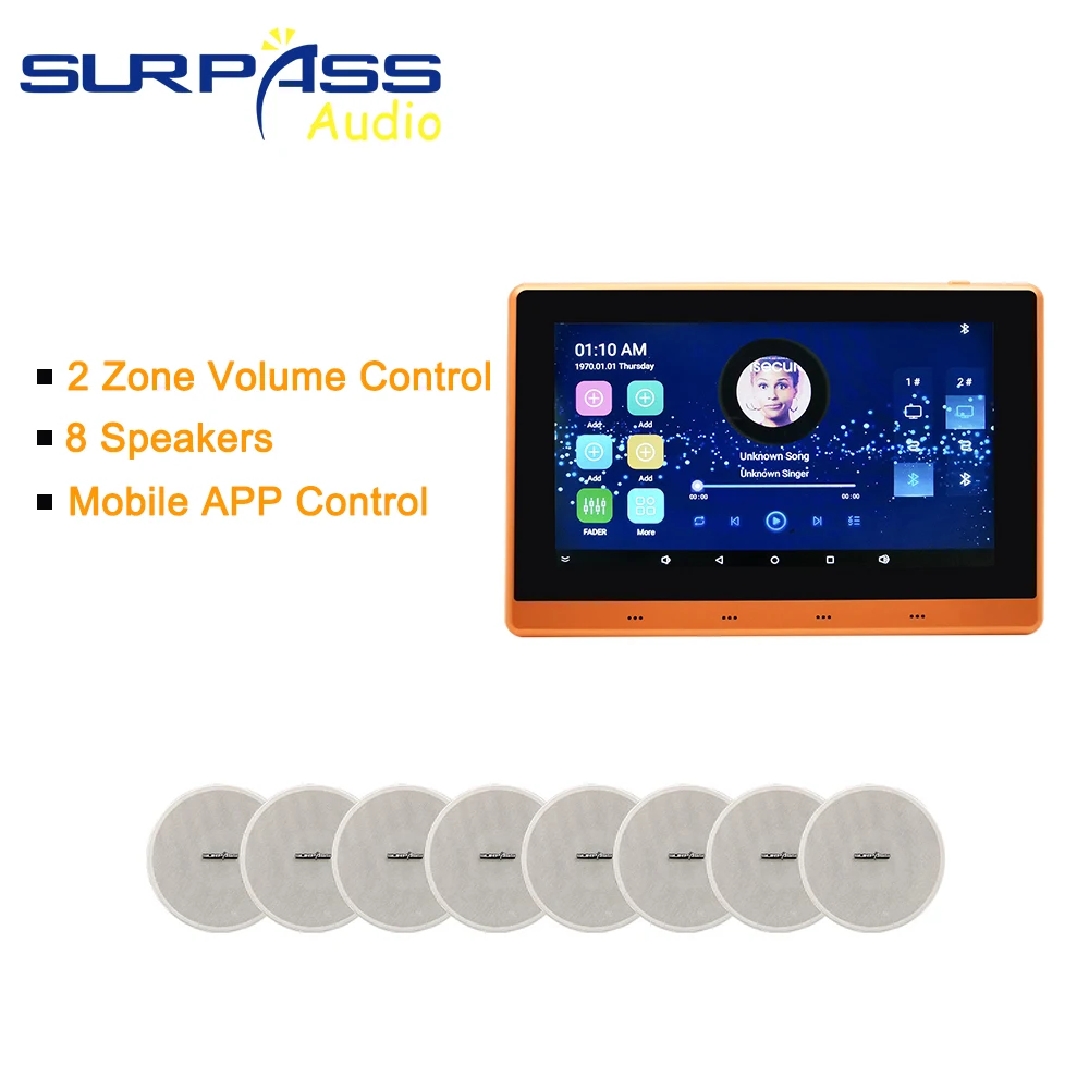 Strong Bass Home Cinema Theater Audio System Intelligent 2 Zone Volume Controller 8 Ceiling Speaker Background Music System Set
Strong Bass Home Cinema Theater Audio System Intelligent 2 Zone Volume Controller 8 Ceiling Speaker Background Music System Set