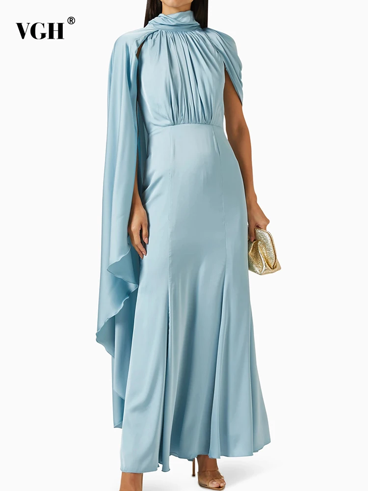 VGH Solid Patchwork Lace Up Elegant Dresses For Women Round Neck One Shoulder Sleeve High Waist Long Dress Female Fashion New 
VGH Solid Patchwork Lace Up Elegant Dresses For Women Round Neck One Shoulder Sleeve High Waist Long Dress Female Fashion New