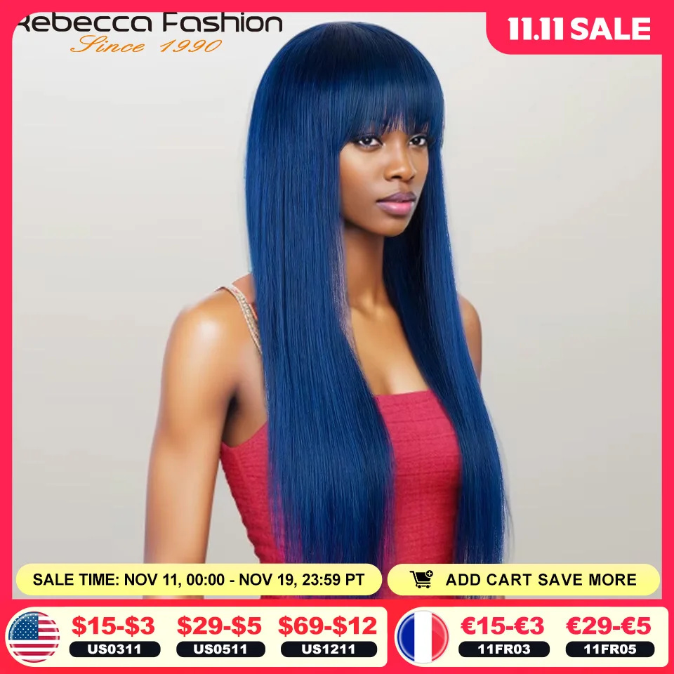 Brazilian Straight Human Hair Wig With Bangs Royal Blue Wear To Go Glueless 100% Remy Human Hair Wigs Full Machine Wig For Women
Brazilian Straight Human Hair Wig With Bangs Royal Blue Wear To Go Glueless 100% Remy Human Hair Wigs Full Machine Wig For Women
