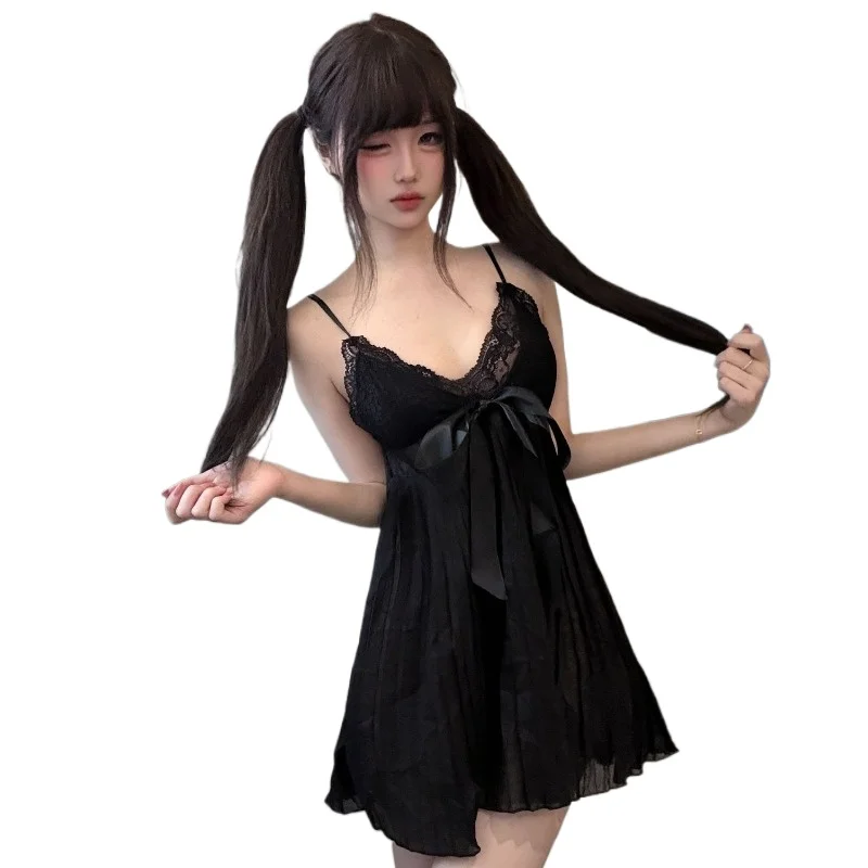 Underwear Pure Desire New Deep V Suspender Nightdress Pink Sexy Lace Bow with Chest Pad Women's Home Fine Pleated Nightdress
Underwear Pure Desire New Deep V Suspender Nightdress Pink Sexy Lace Bow with Chest Pad Women's Home Fine Pleated Nightdress