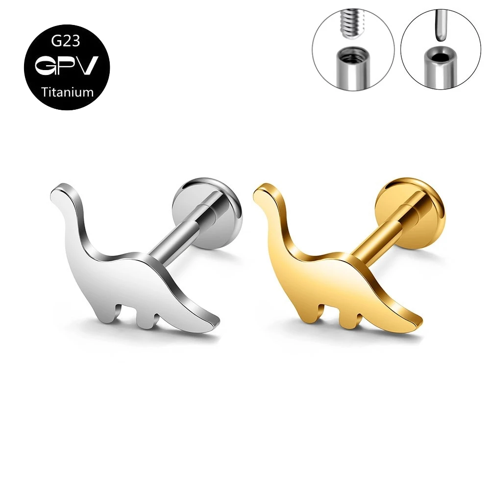 Titanium G23 Dinosaur Ear Cartilage Nail Vacuum Plating Gold Plated Earscreen Perforated Jewelry Male and Female Earnails
Titanium G23 Dinosaur Ear Cartilage Nail Vacuum Plating Gold Plated Earscreen Perforated Jewelry Male and Female Earnails