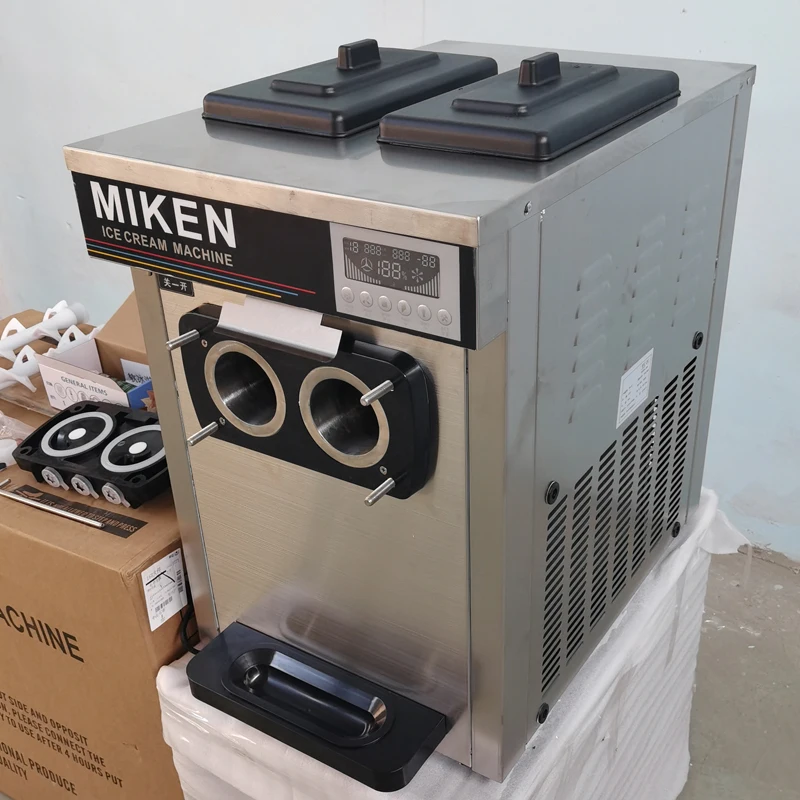 New Model Ice Cream Maker Desktop Mini Soft Ice Cream Vending Machine Three Flavor Ice Cream Machine
New Model Ice Cream Maker Desktop Mini Soft Ice Cream Vending Machine Three Flavor Ice Cream Machine