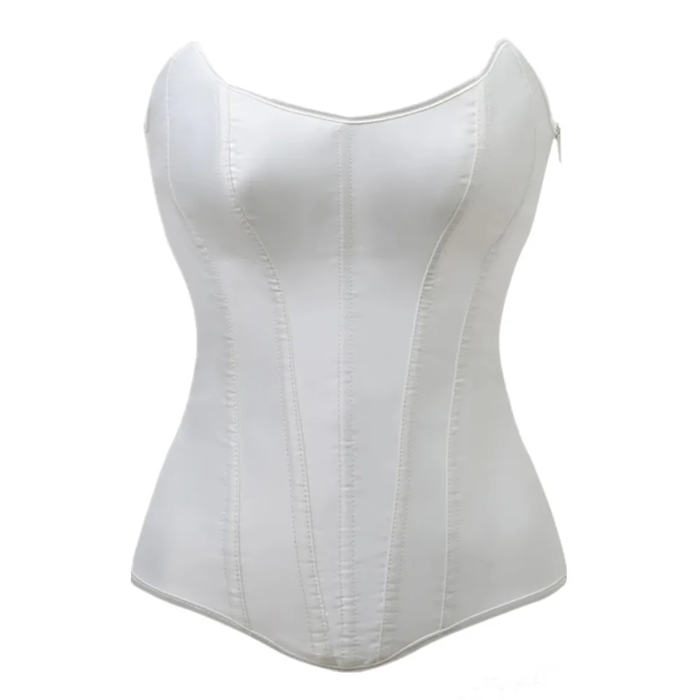 White Simple Solid Color Overbust Corset Tops Slimming Lace Up Boned Bodices Strapless Body Shaper Bustier For Women
White Simple Solid Color Overbust Corset Tops Slimming Lace Up Boned Bodices Strapless Body Shaper Bustier For Women