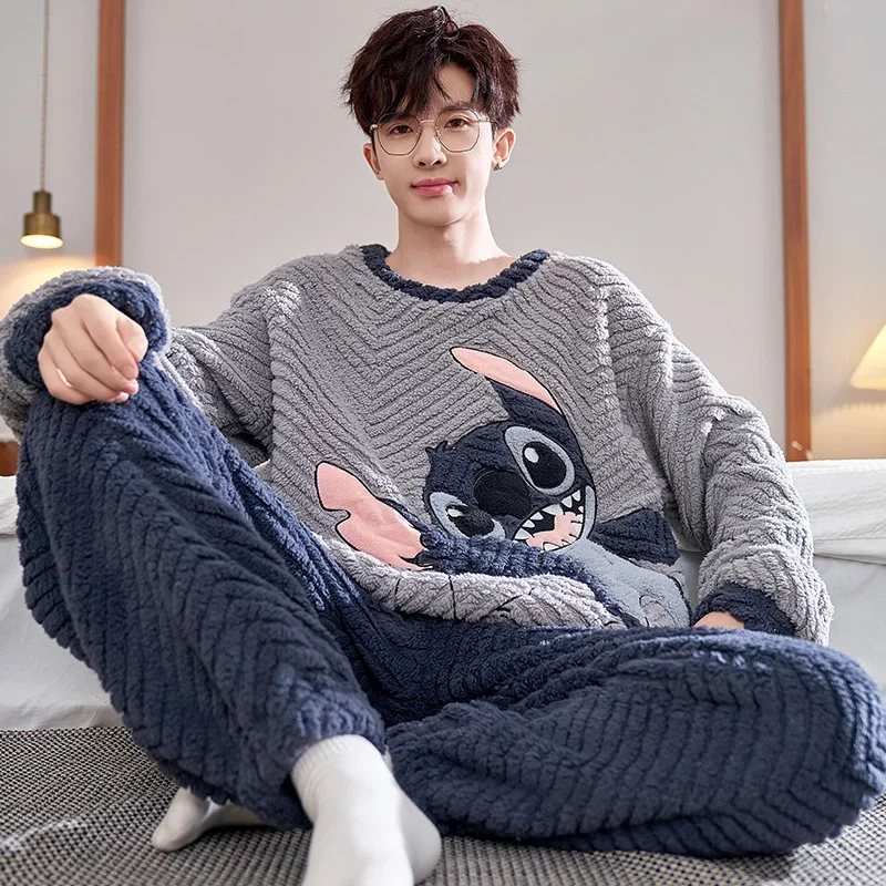 Disney Stitch pajamas winter flannel thermal long-sleeved trousers two-piece set cartoon discs loungewear Stitch men's pajamas
Disney Stitch pajamas winter flannel thermal long-sleeved trousers two-piece set cartoon discs loungewear Stitch men's pajamas