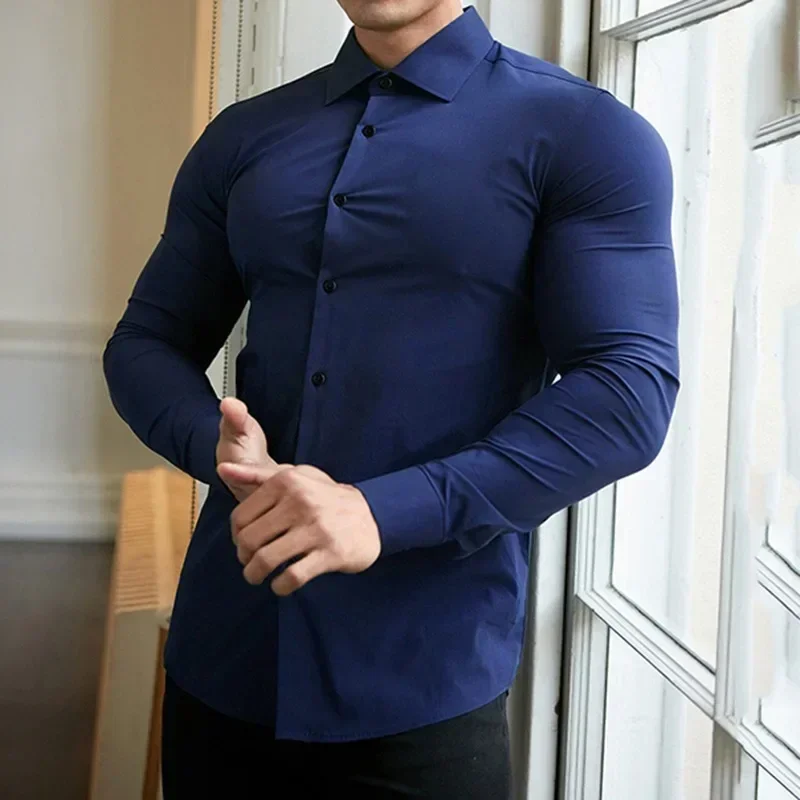 Men New Fashion Casual long Sleeve Solid Shirt Super Slim Fit Male Social Business Dress Shirt Brand Men Fitness Sports Clothing
Men New Fashion Casual long Sleeve Solid Shirt Super Slim Fit Male Social Business Dress Shirt Brand Men Fitness Sports Clothing