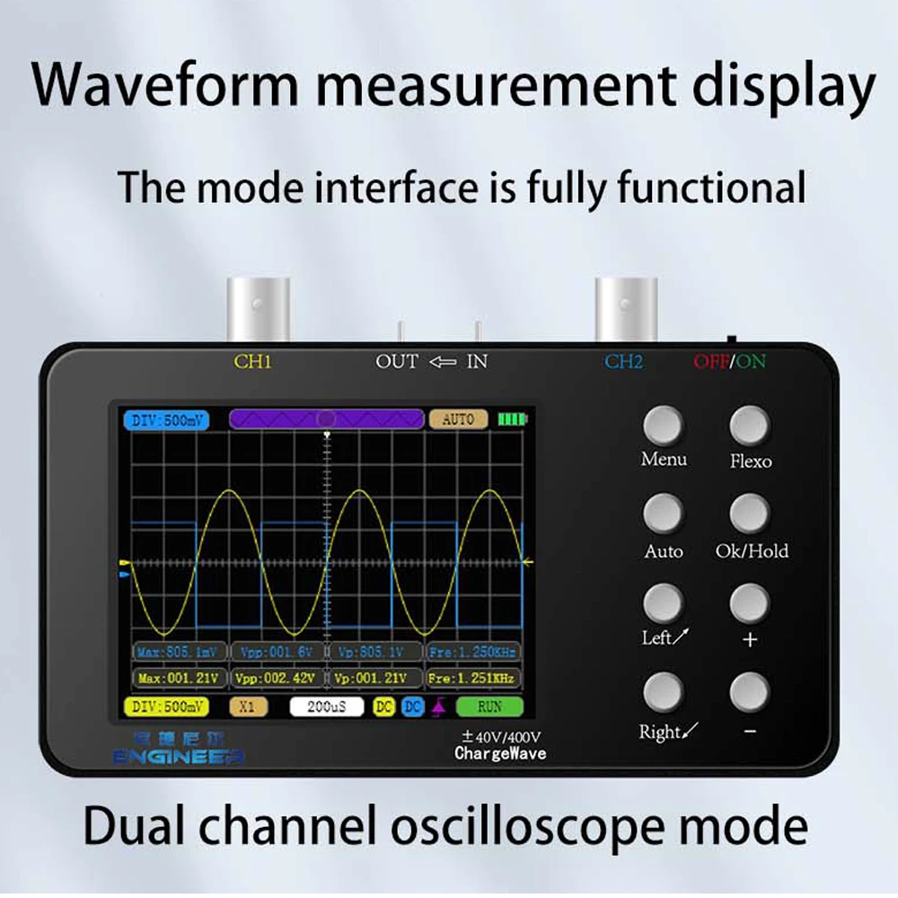 Digital Oscilloscope Dual-channel 50M Sampling Rate 10M Analogue Bandwidth Lissajous Patterns 6A Current Waveform Oscilloscope
Digital Oscilloscope Dual-channel 50M Sampling Rate 10M Analogue Bandwidth Lissajous Patterns 6A Current Waveform Oscilloscope