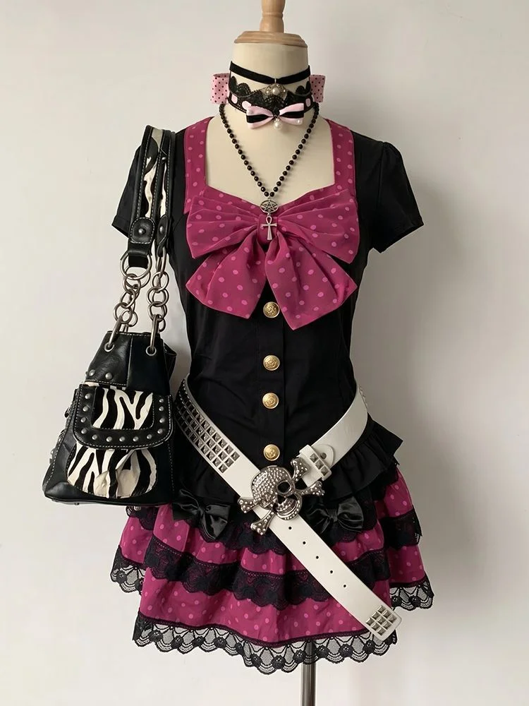 Y2k Sweet Kawaii Elegant 2 Piece Set Womne Gothic Polka Dot Design Vintage Mini Skirt Suit Female Chic Korean Popular Clothes
Y2k Sweet Kawaii Elegant 2 Piece Set Womne Gothic Polka Dot Design Vintage Mini Skirt Suit Female Chic Korean Popular Clothes