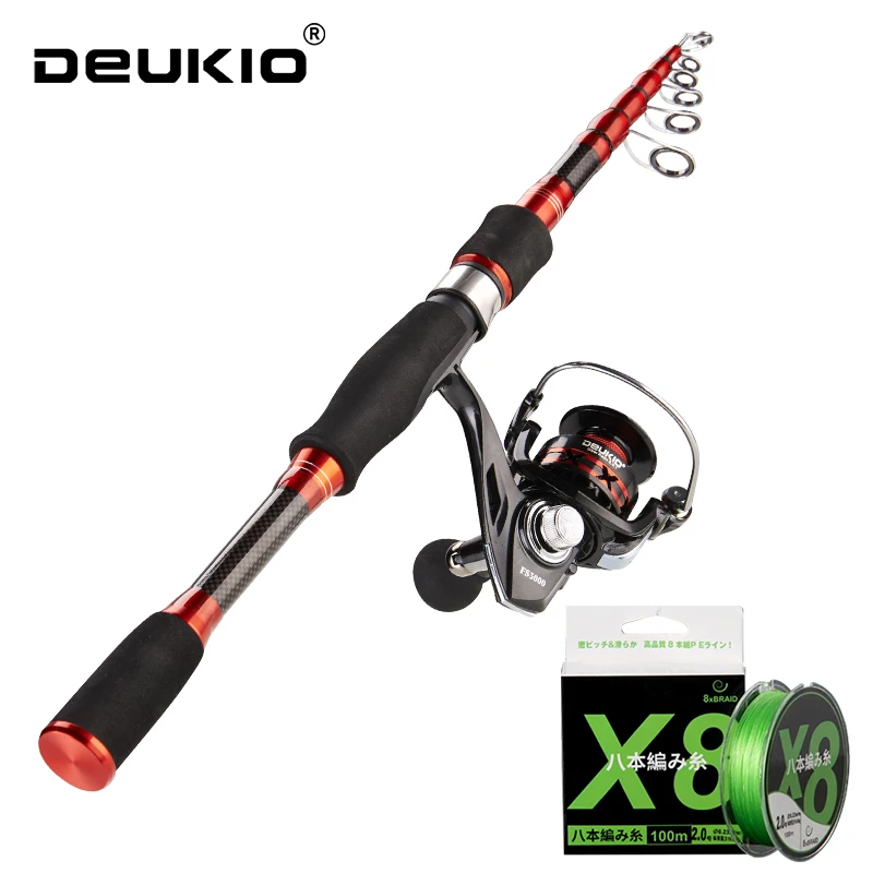 DEUKIO 1.8-2.4M Spinning Fishing Combo Telescopic Fishing Rod and 5.2:1 High Speed Fishing Reel with 100M Line Pesca
DEUKIO 1.8-2.4M Spinning Fishing Combo Telescopic Fishing Rod and 5.2:1 High Speed Fishing Reel with 100M Line Pesca