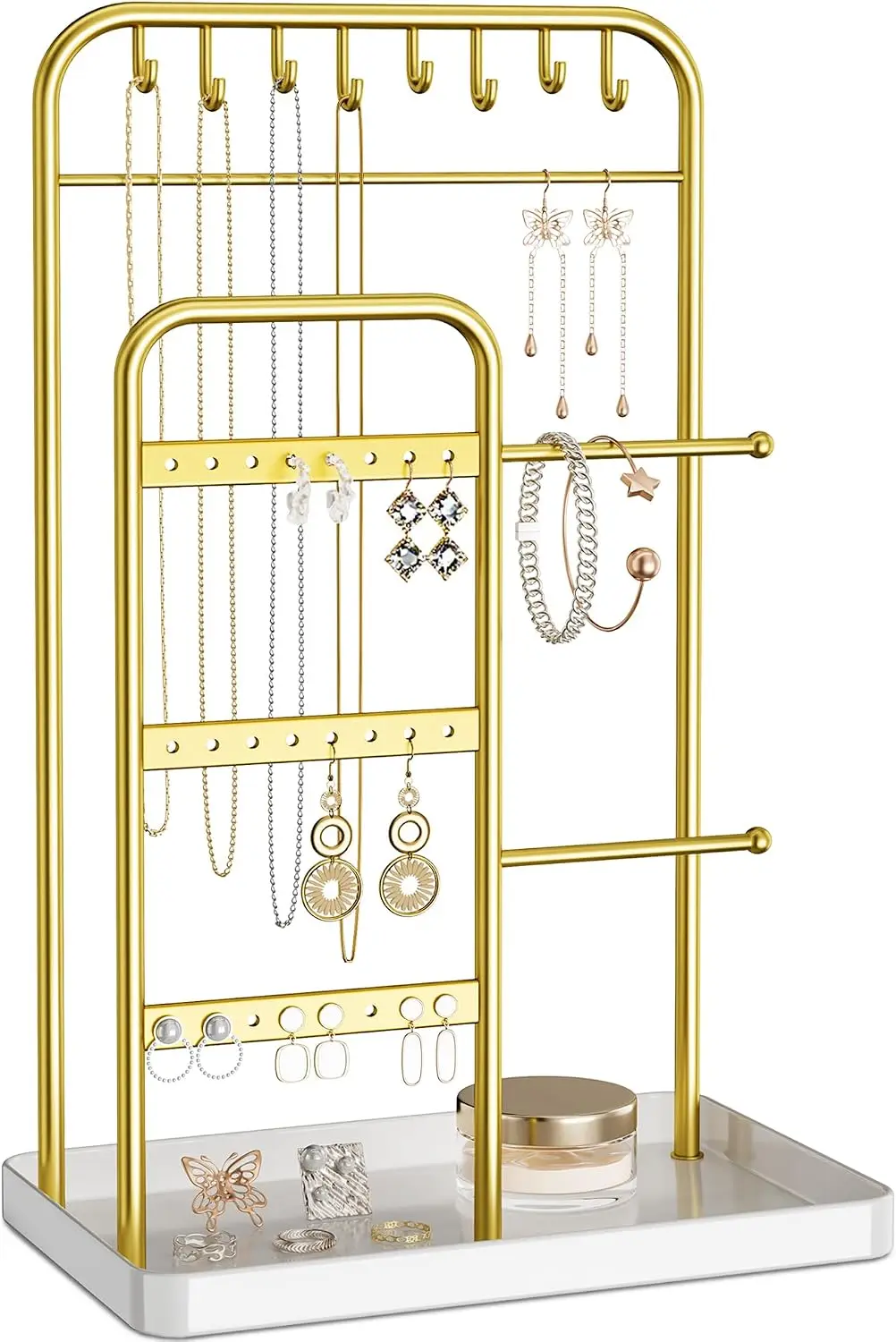 LUNEVA Store pickpiff Jewelry Holder Stand: Jewelry Display for Necklace, Bracelet, Earring, Ring, White & Gold
LUNEVA Store pickpiff Jewelry Holder Stand: Jewelry Display for Necklace, Bracelet, Earring, Ring, White & Gold