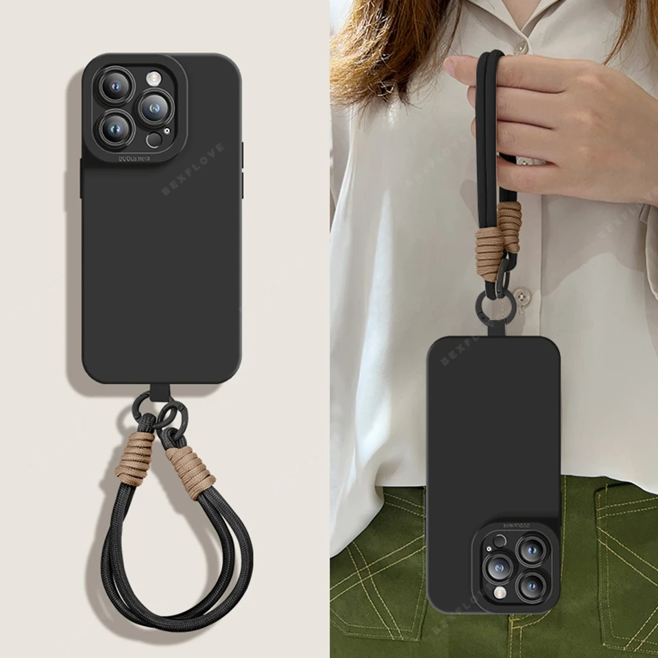 Hand Wrist Strap Phone Case For iPhone 16E 14 15 16 Plus 12 11 13 Pro Max Mini X XR XS MAX Liquid Silicone Lanyard Soft Cover
Hand Wrist Strap Phone Case For iPhone 16E 14 15 16 Plus 12 11 13 Pro Max Mini X XR XS MAX Liquid Silicone Lanyard Soft Cover