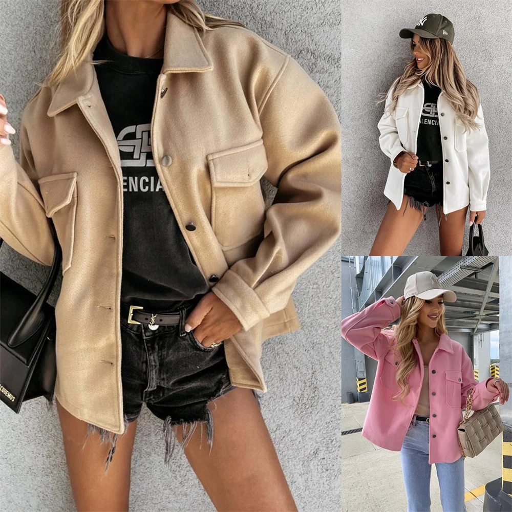 Women Antumn Winter Lapel Coat Solid Jacket with Pocket Single Breasted Thick Coat Female Shirt Top Overcoat Plus Size
Women Antumn Winter Lapel Coat Solid Jacket with Pocket Single Breasted Thick Coat Female Shirt Top Overcoat Plus Size