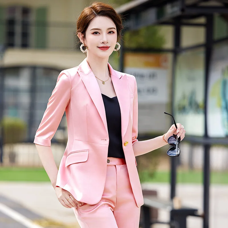 Formal Pantsuits for Women Professional Business Work Wear High Quality Fabric Ladies Blazers Career Interview Trousers Set
Formal Pantsuits for Women Professional Business Work Wear High Quality Fabric Ladies Blazers Career Interview Trousers Set