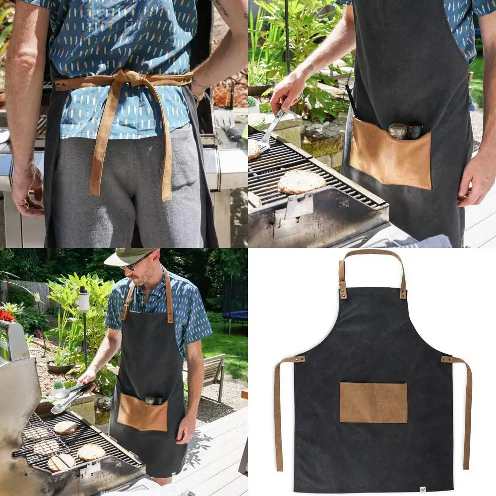 Холщовый фартук для барбекю для мужчин с карманами и регулируемыми лямками
Холщовый фартук для барбекю для мужчин с карманами и регулируемыми лямками