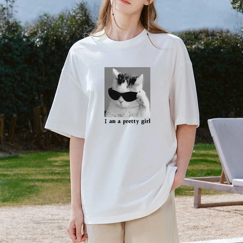 Cool Cat & Letter printed short sleeve T-shirts Men Women Summer NEW casual loose T shirt Cotton comfort Basic tops Unisex
Cool Cat & Letter printed short sleeve T-shirts Men Women Summer NEW casual loose T shirt Cotton comfort Basic tops Unisex